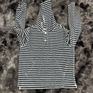 J. Crew Black and White Striped Hoodie
